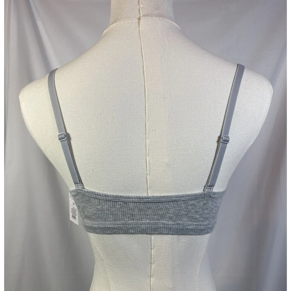 Auden Women's Size XS Cotton Blend Scoop Ribbed Bralette Bra Light Heather Gray
